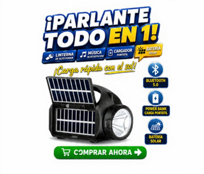 Radio Solar Multifuncional  Linterna + Parlante + Power Bank | Ideal Emergencias y Camping